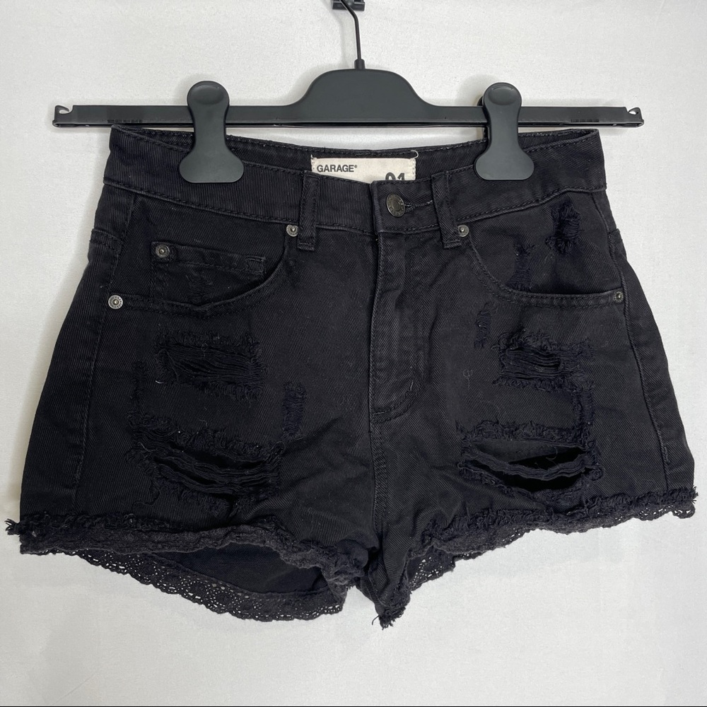 Garage black shorts with cute lace bottom trim
